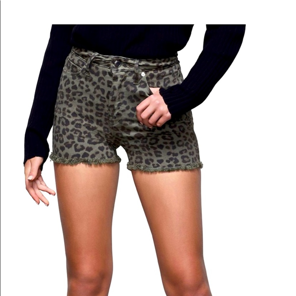 Good American leopard cut off shorts